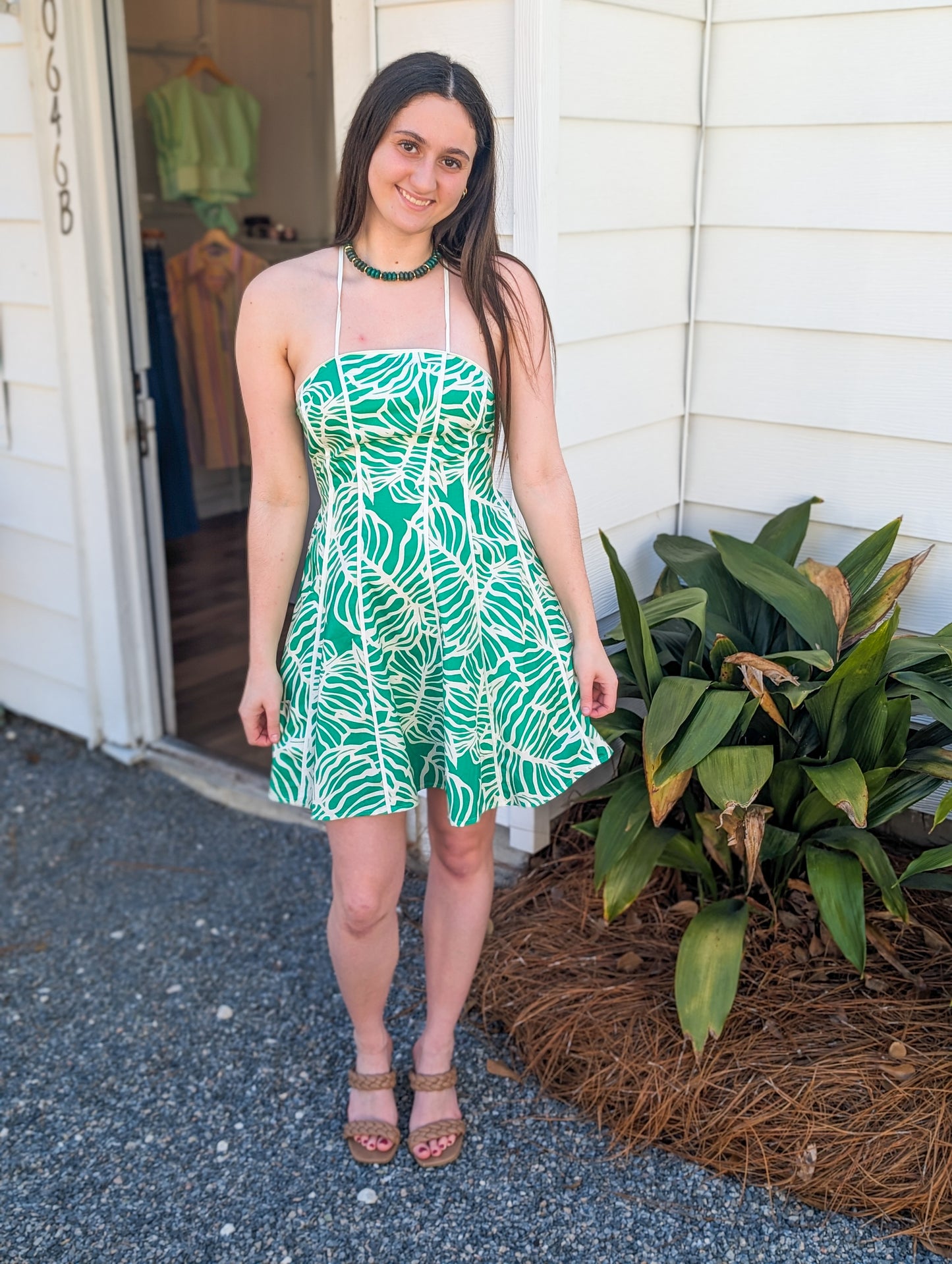 *FINAL SALE * Green Palm Tree Mini Dress