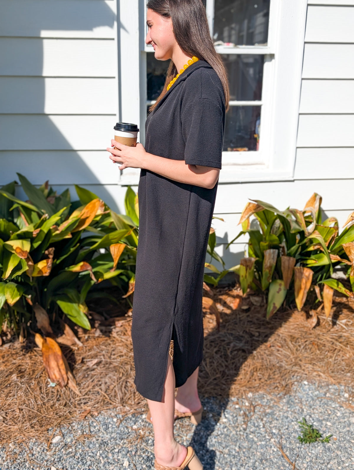 Cloudy Knit Collared Maxi Dress
