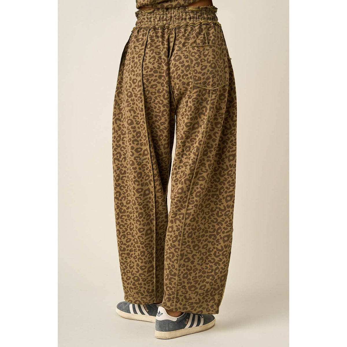 Leopard Print Pull On Barrel Pants