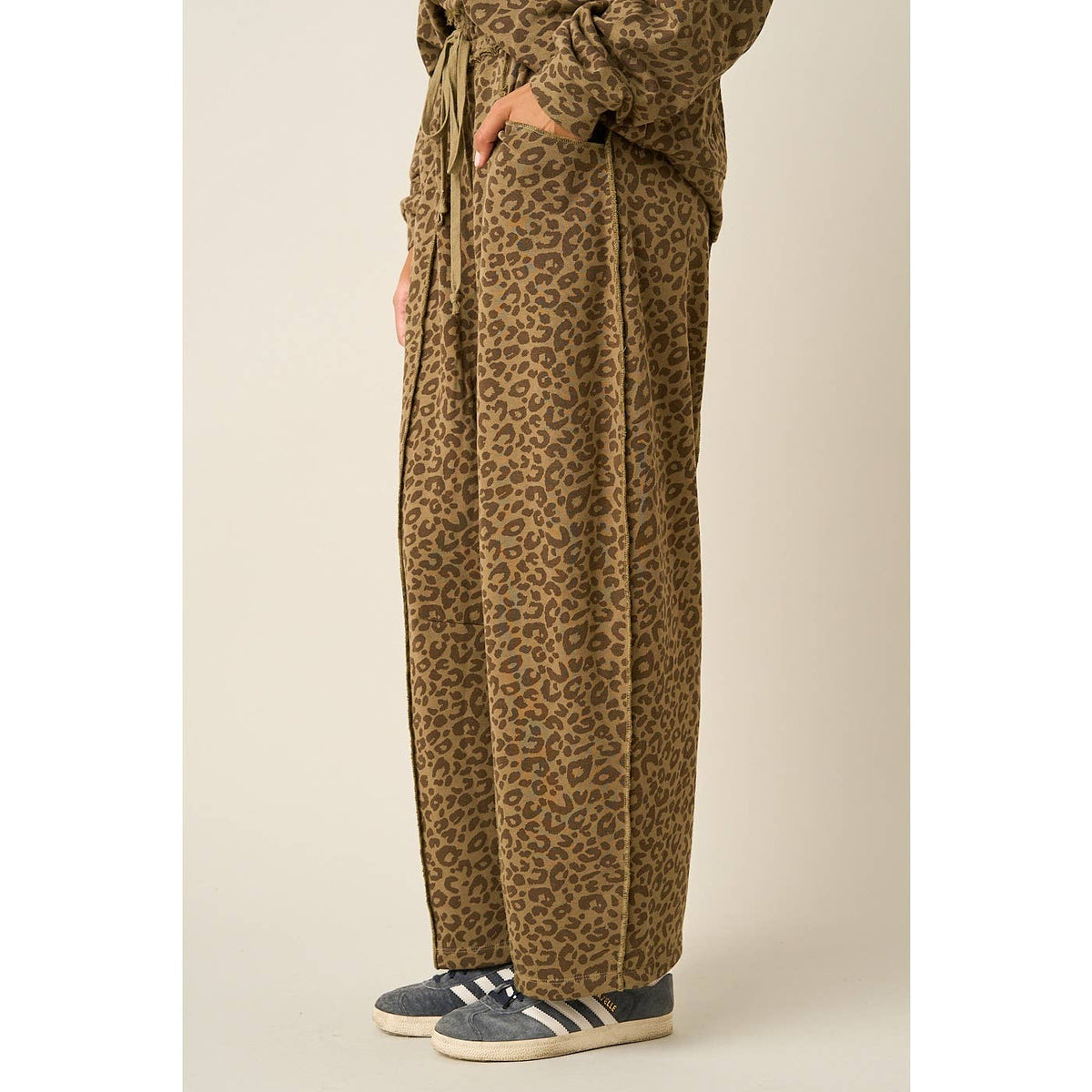 Leopard Print Pull On Barrel Pants