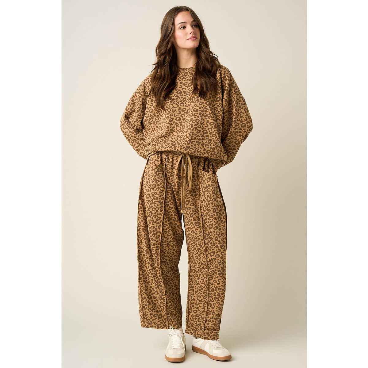 Leopard Print Pull On Barrel Pants