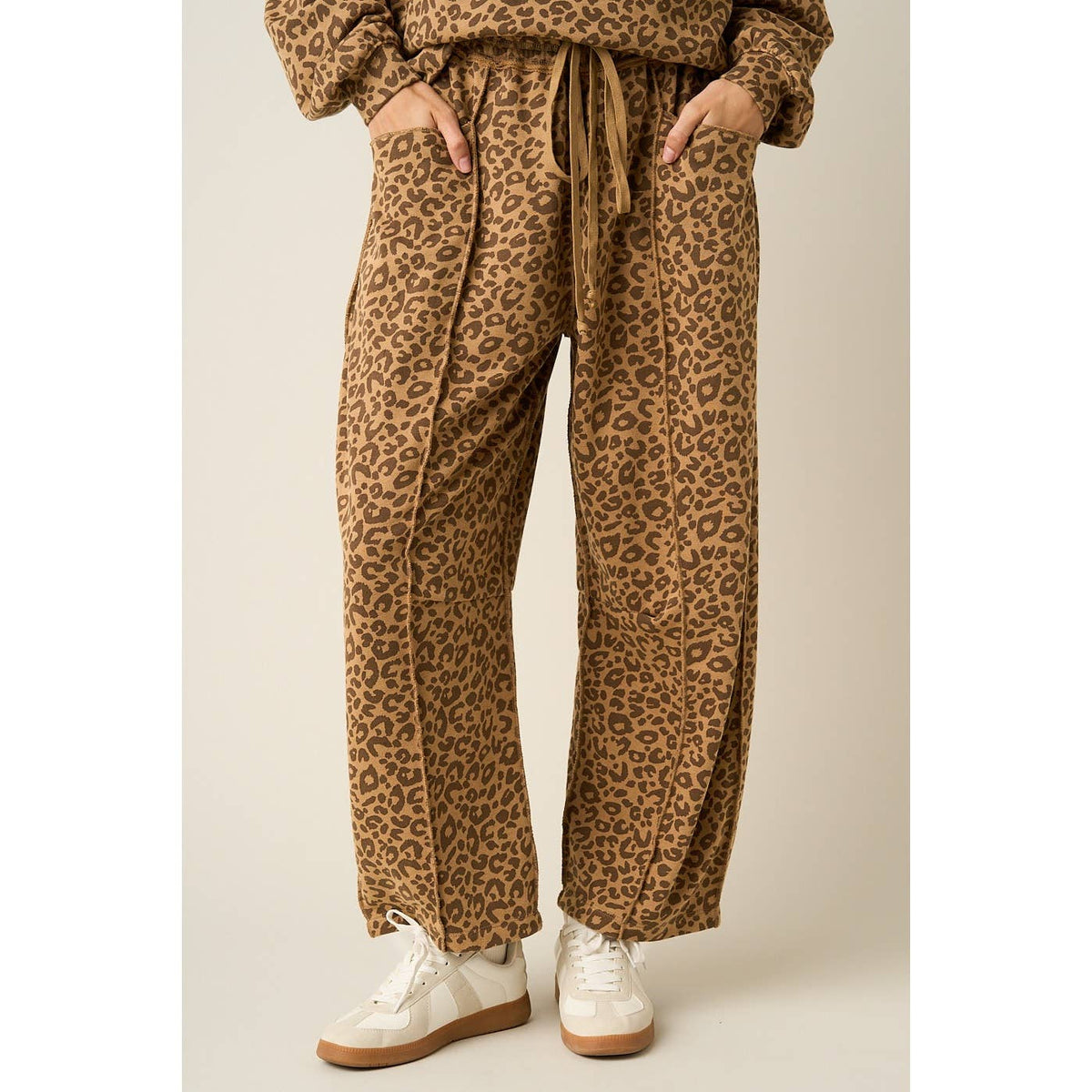 Leopard Print Pull On Barrel Pants