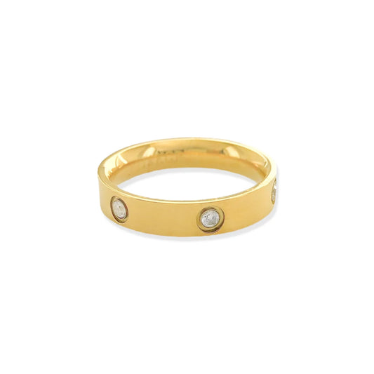 Gold Thick Water Resistant Ring with CZ Diamond Detail