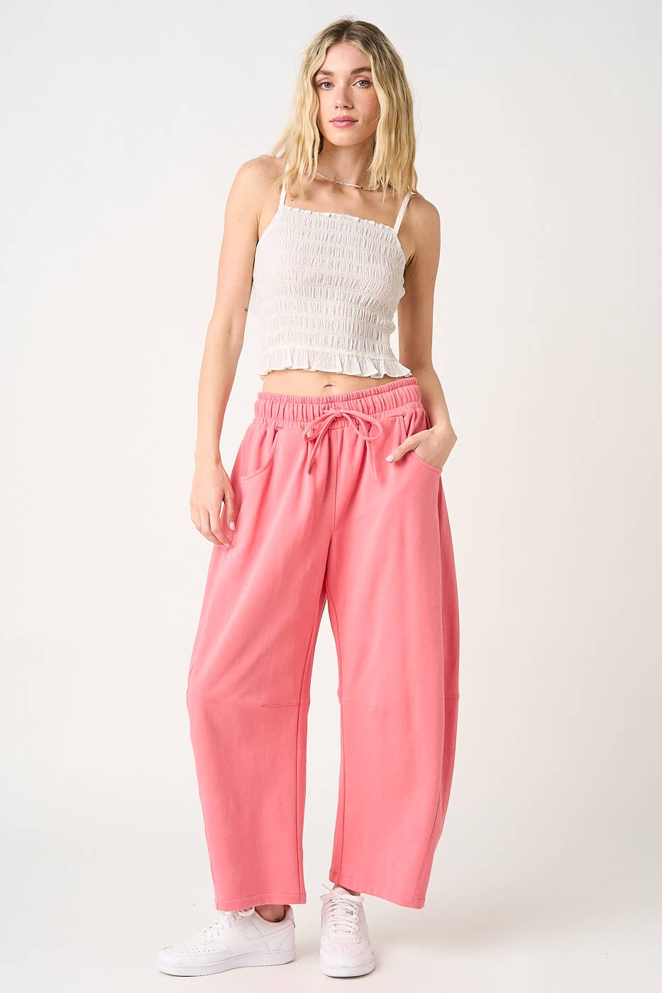 Cotton French Terry Barrel Pants