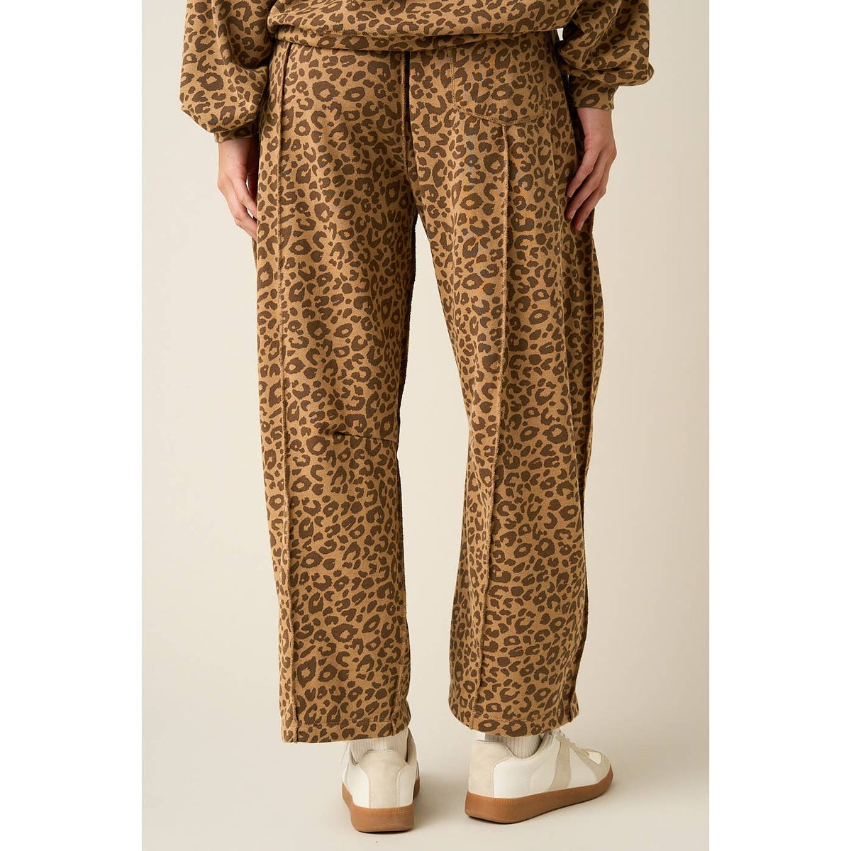 Leopard Print Pull On Barrel Pants