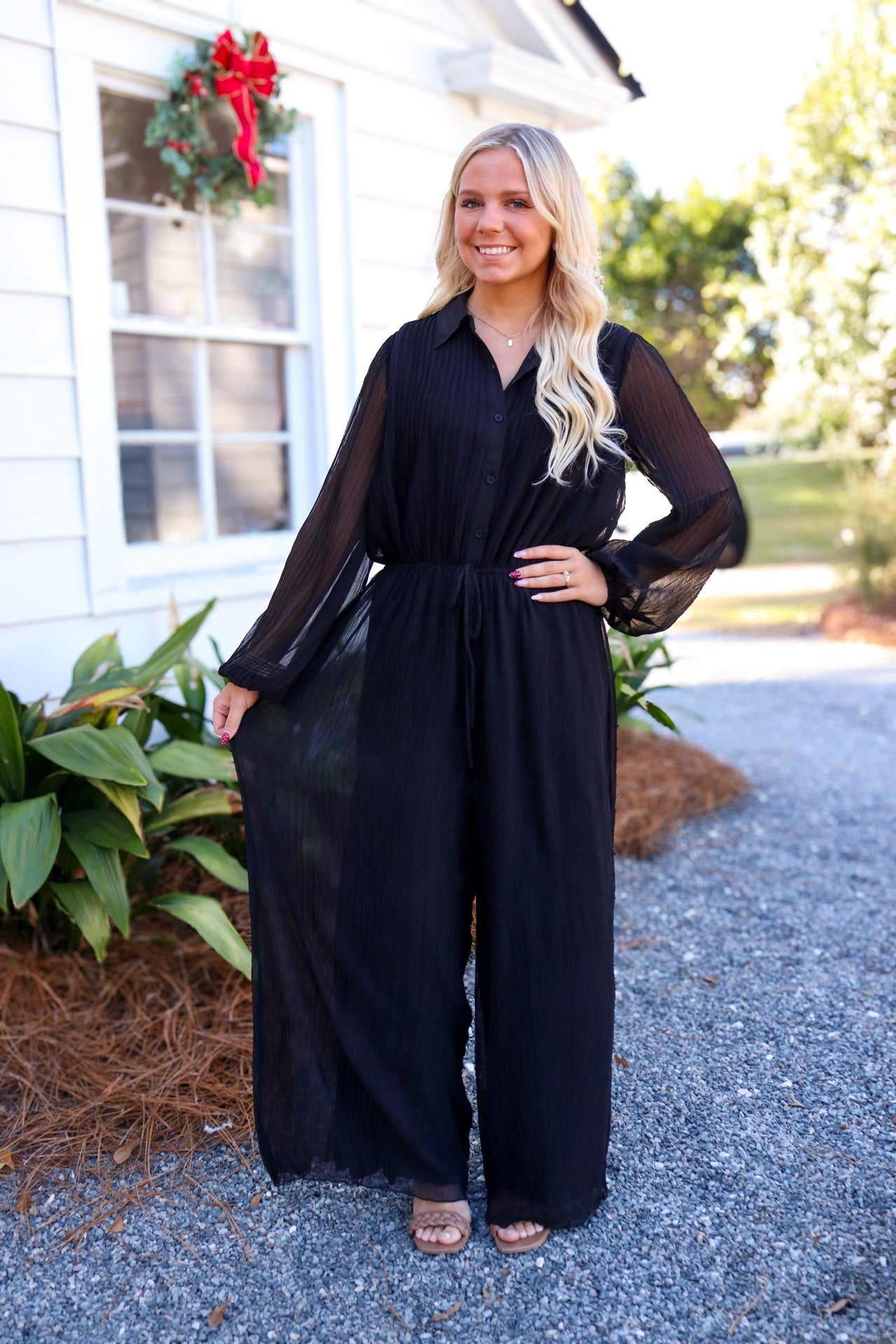 *FINAL SALE * Gathering Button Up Jumpsuit