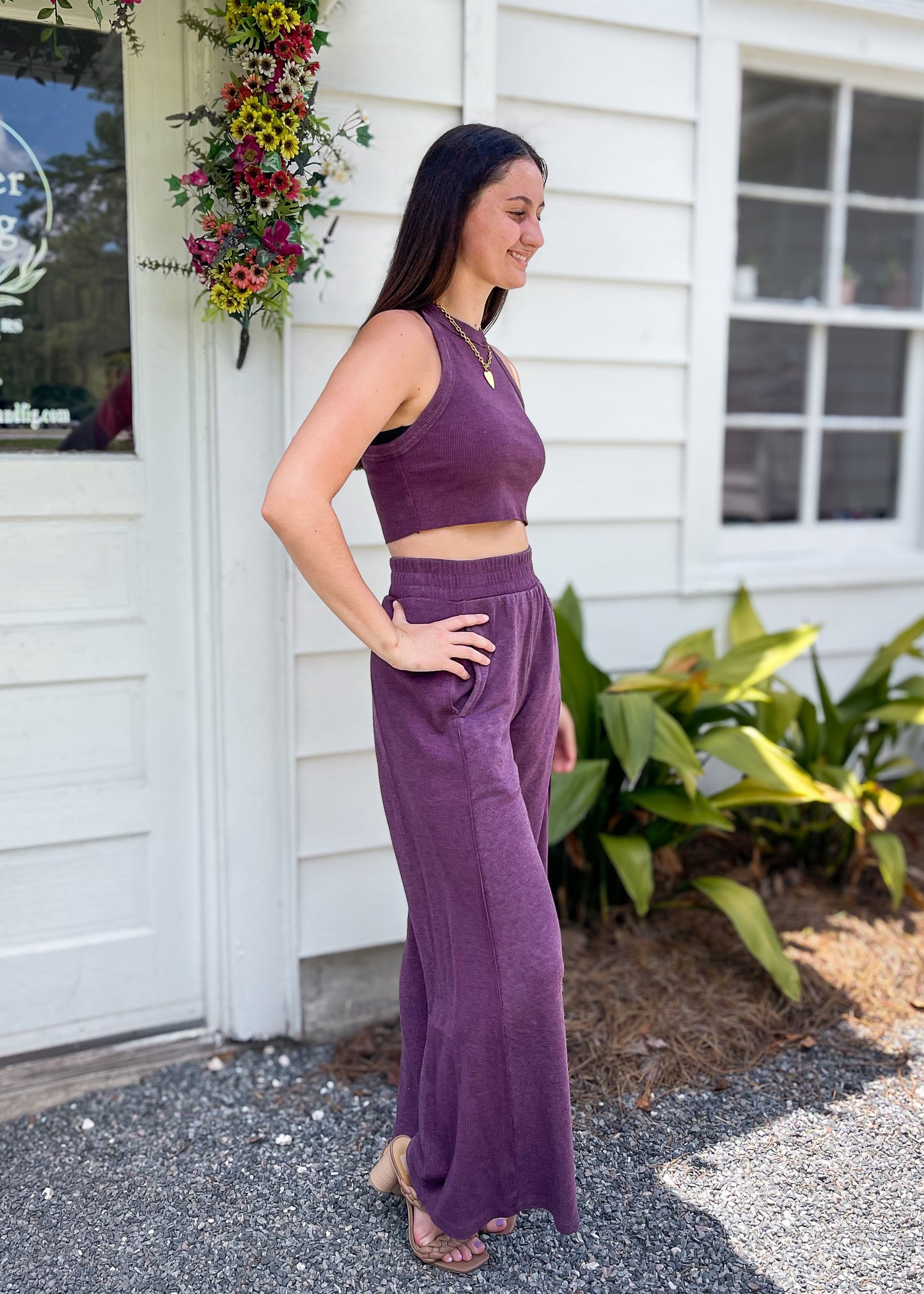 Mineral Wash Halter Neck Crop Tank