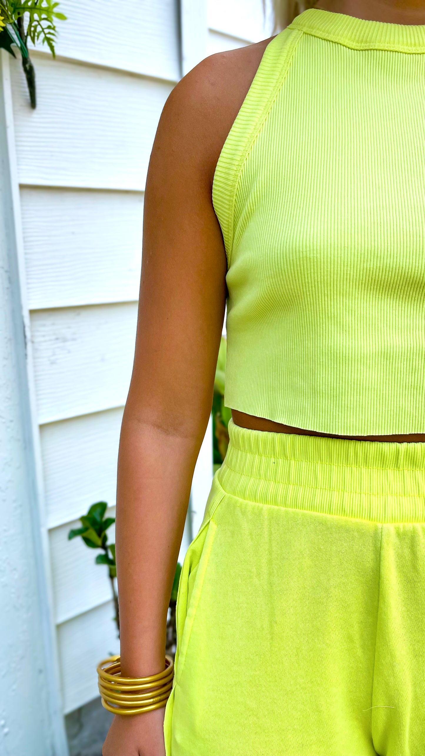 Mineral Wash Halter Neck Crop Tank