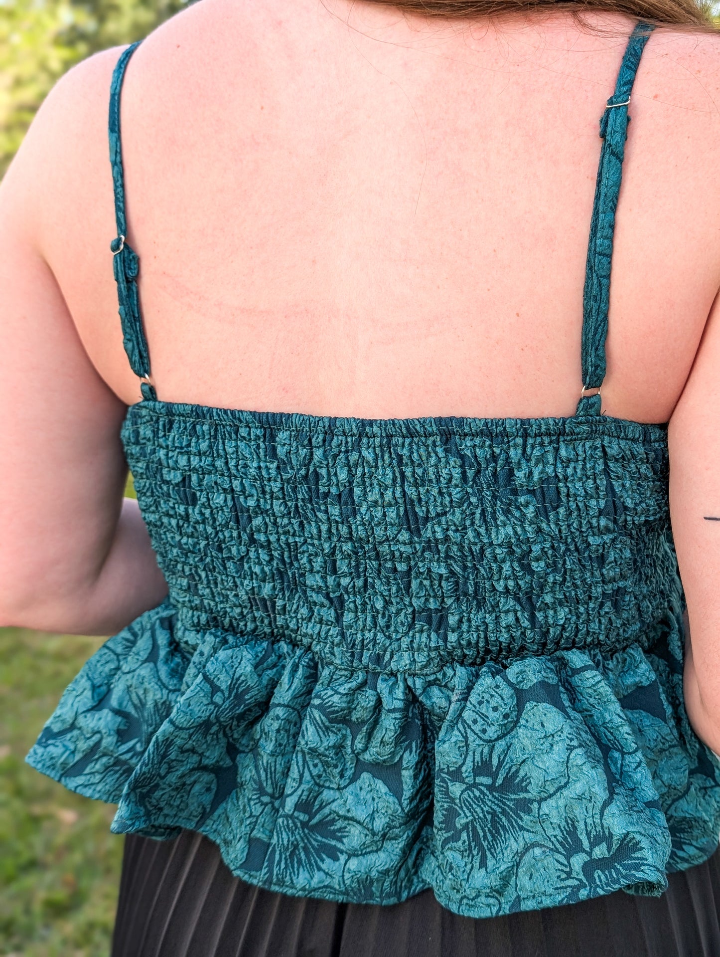 *FINAL SALE*  Emerald Jacquard Bow Top
