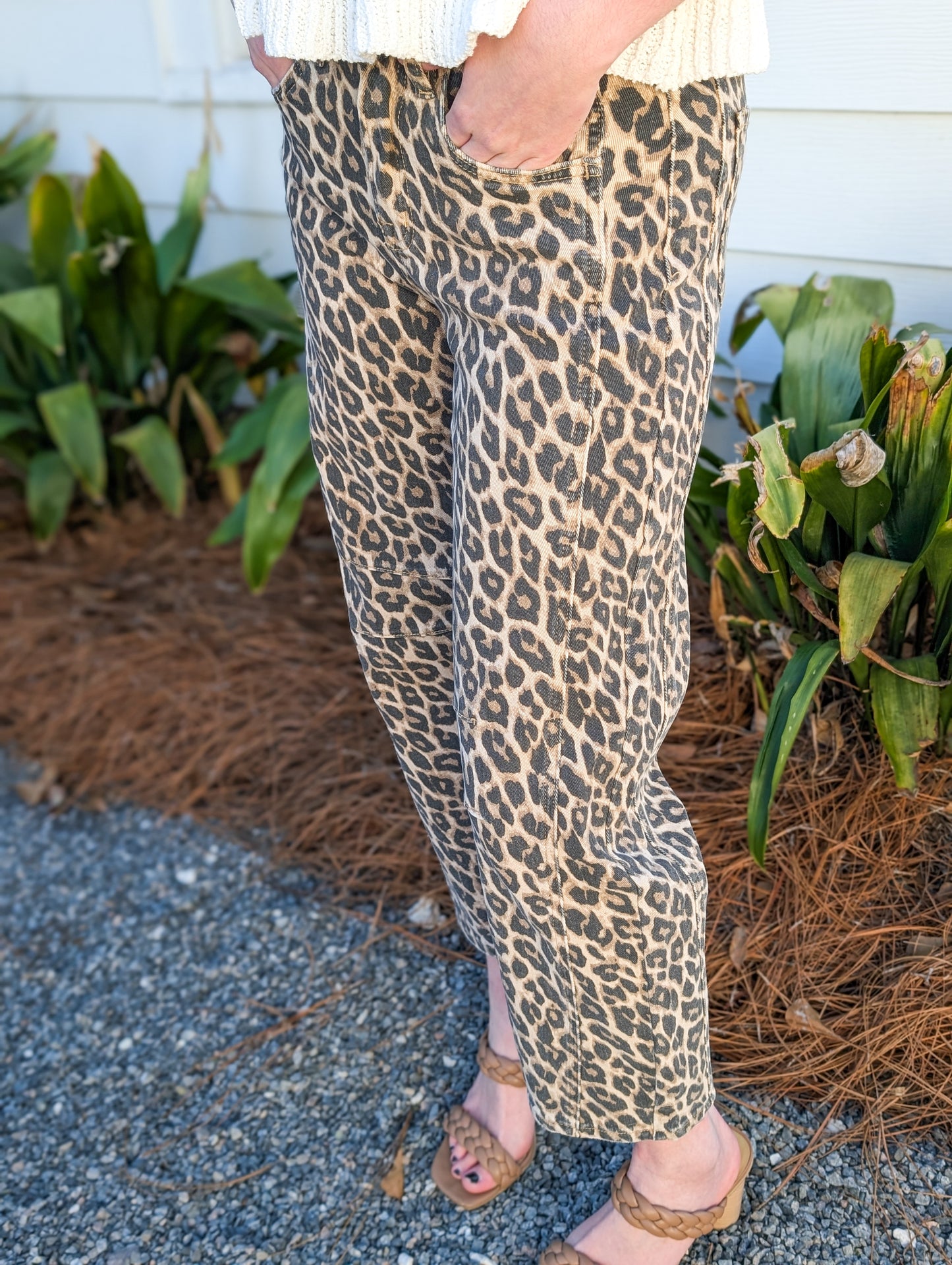 High Rise Leopard Print Barrel