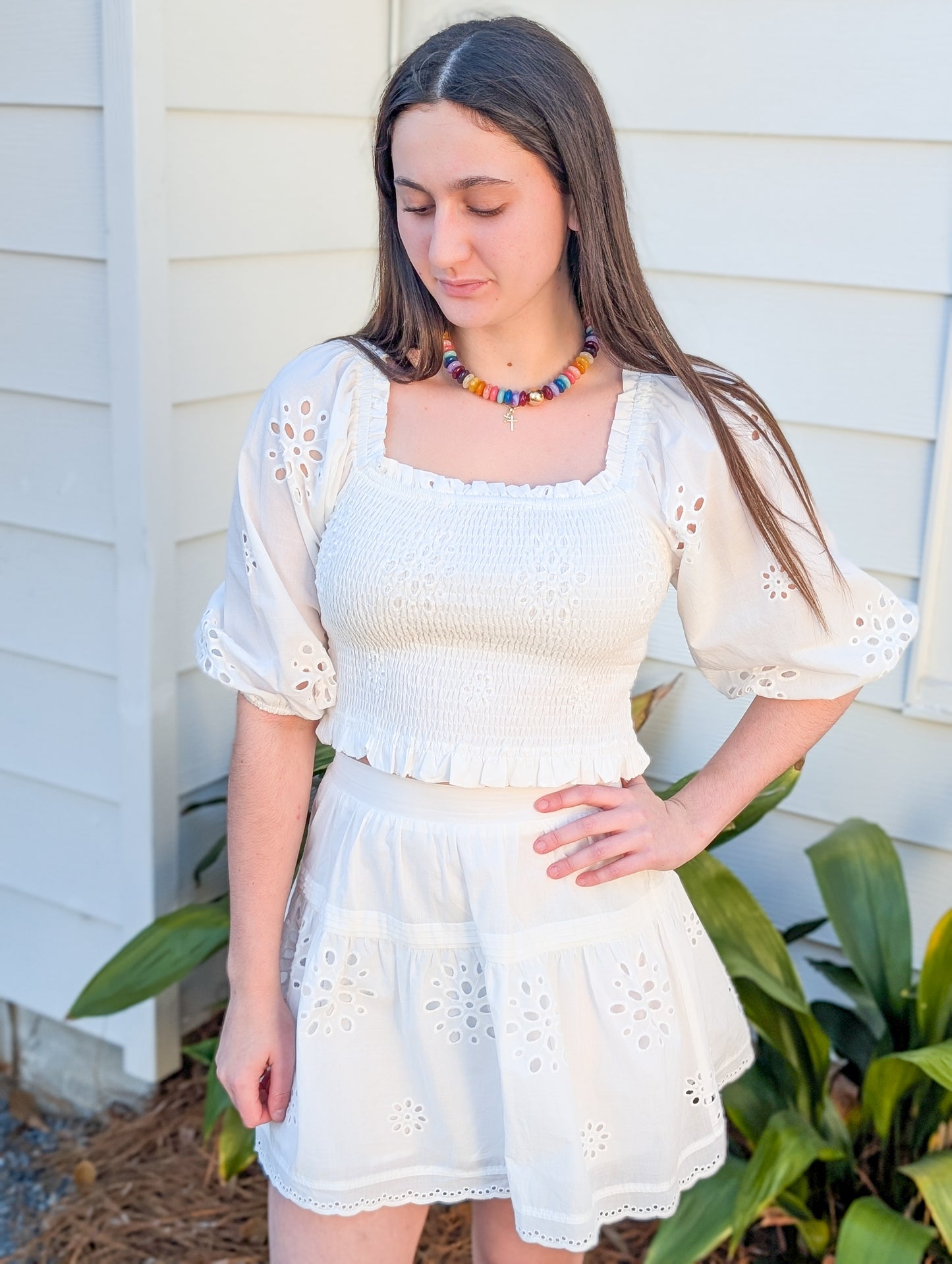 *FINAL SALE* Scrunched Bohemian Flower Midi Skirt