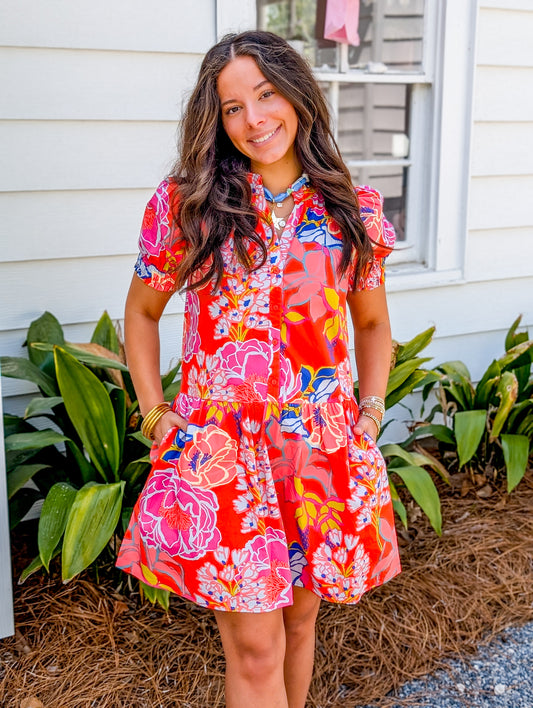 *FINAL SALE*Verny Shift Mini Dress Dercy Floral