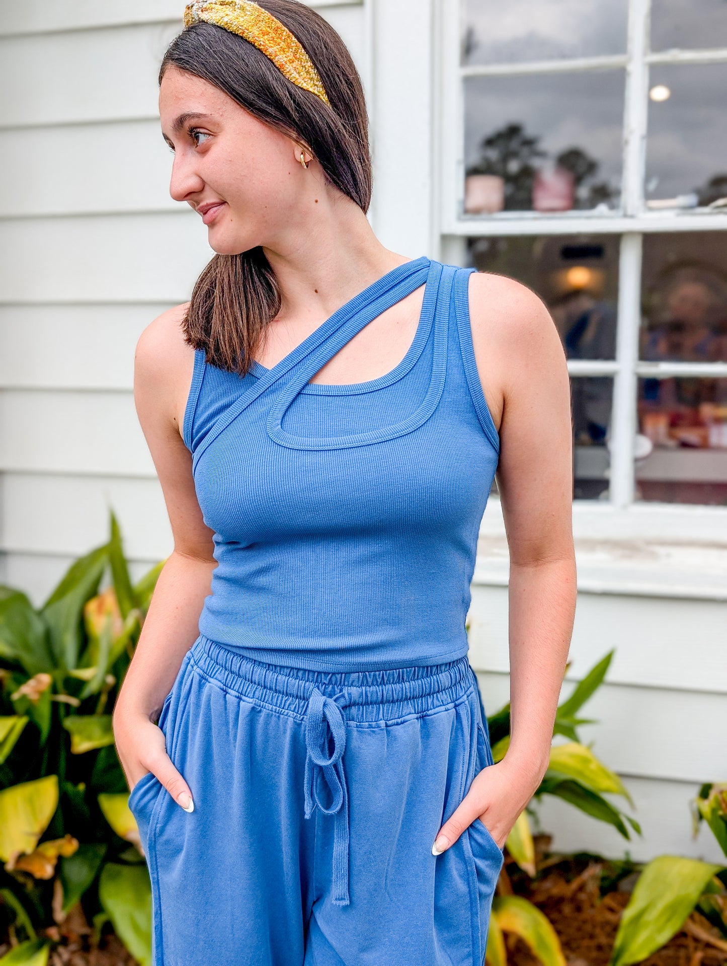 Cotton Modal Rib Double Layered Asymmetric Tank