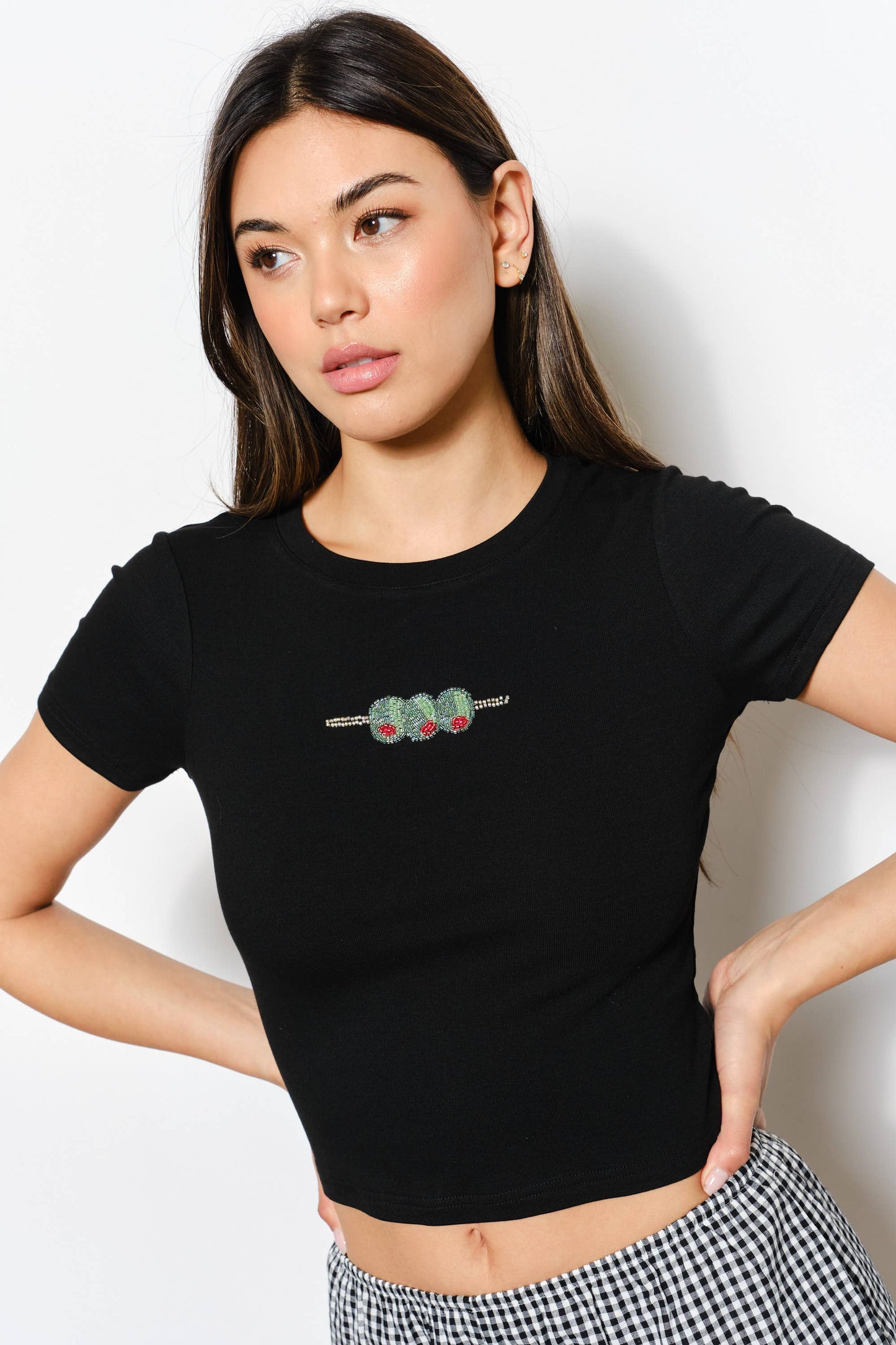 *FINAL SALE*Olives Bead Tee- Playful, Trendy, Cute