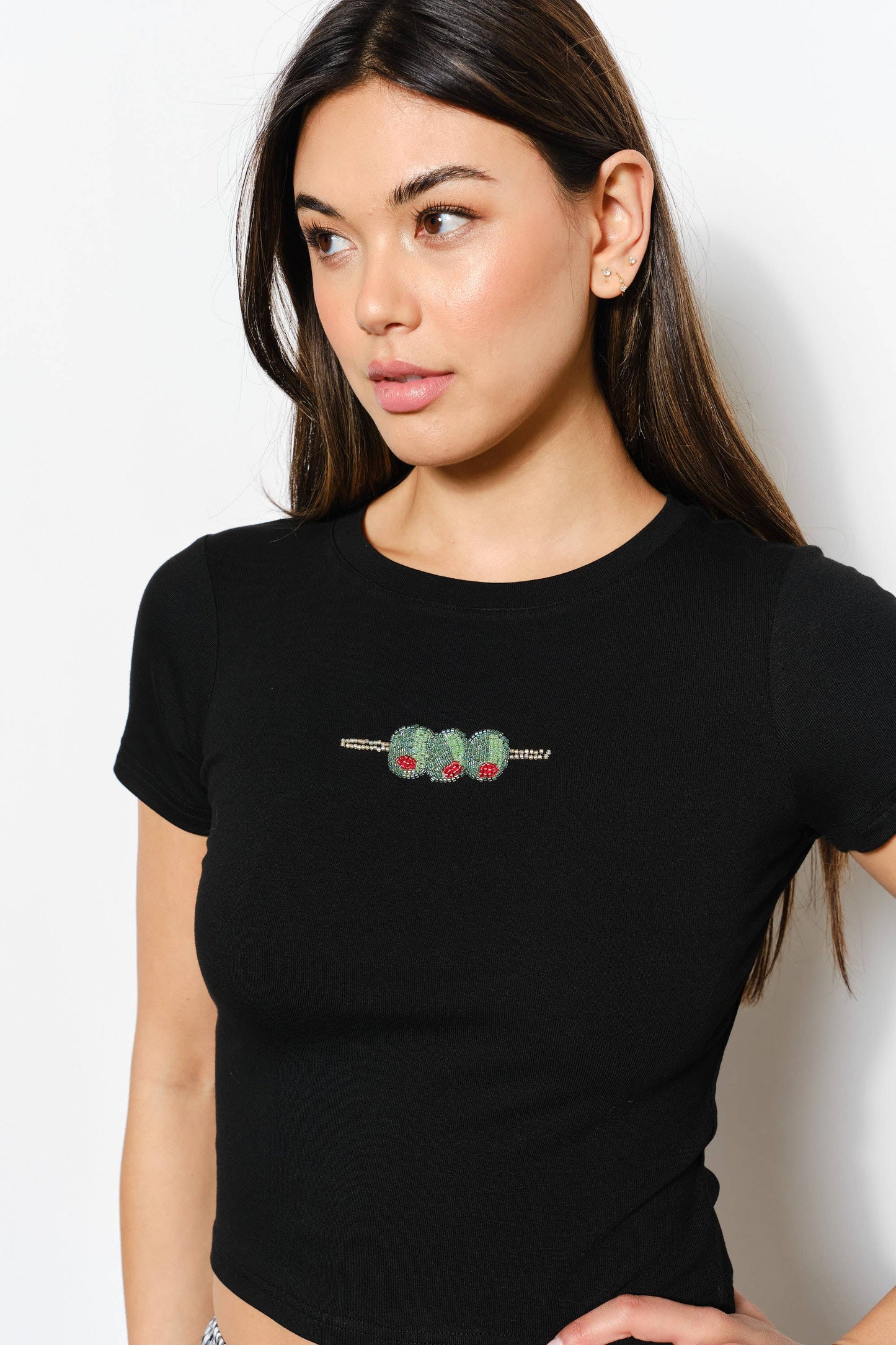 *FINAL SALE*Olives Bead Tee- Playful, Trendy, Cute