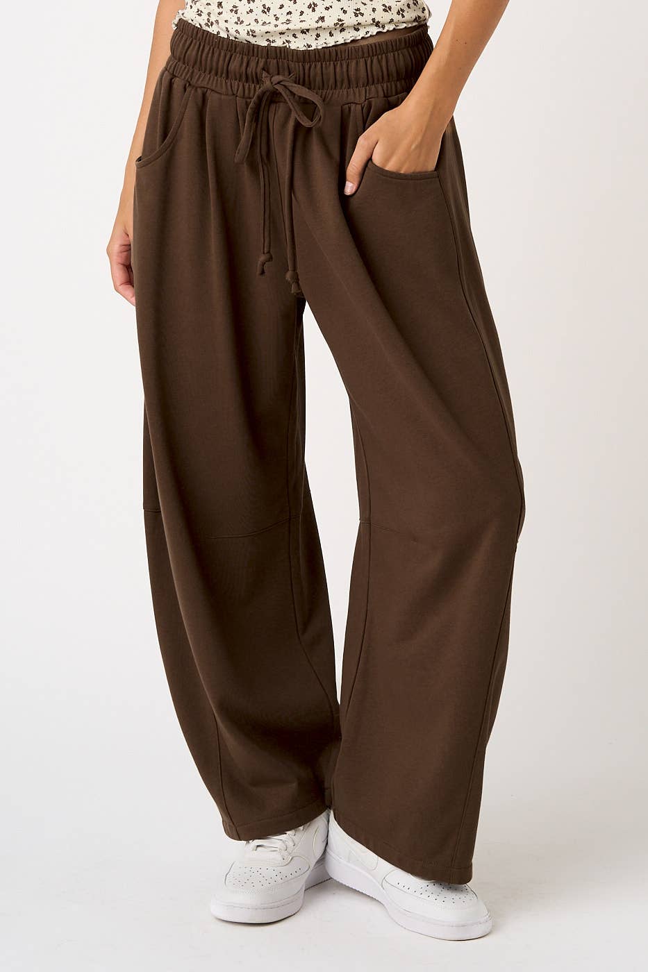 Cotton French Terry Barrel Pants