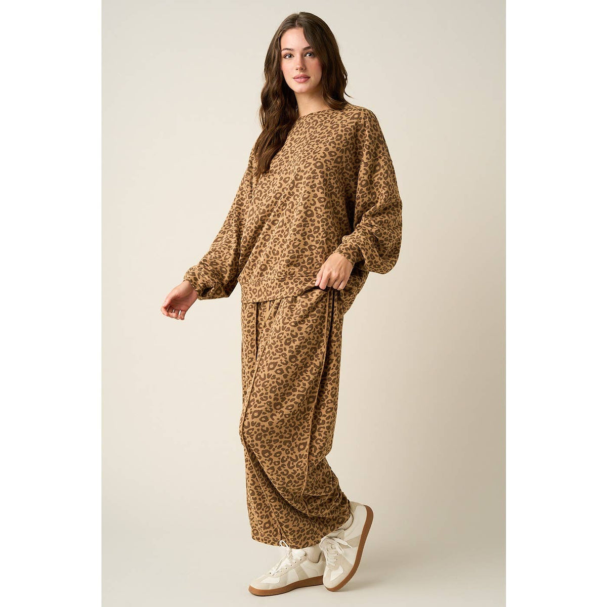 Leopard Print Pull On Barrel Pants