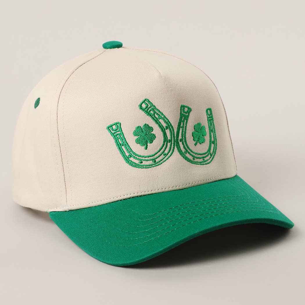 *FINAL SALE* Double Horseshoe Clover Luck Embroidery Trucker Hat