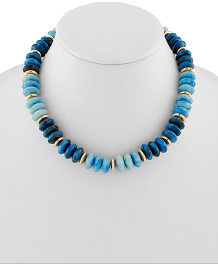 Marbleized Rondelle Stone Necklace