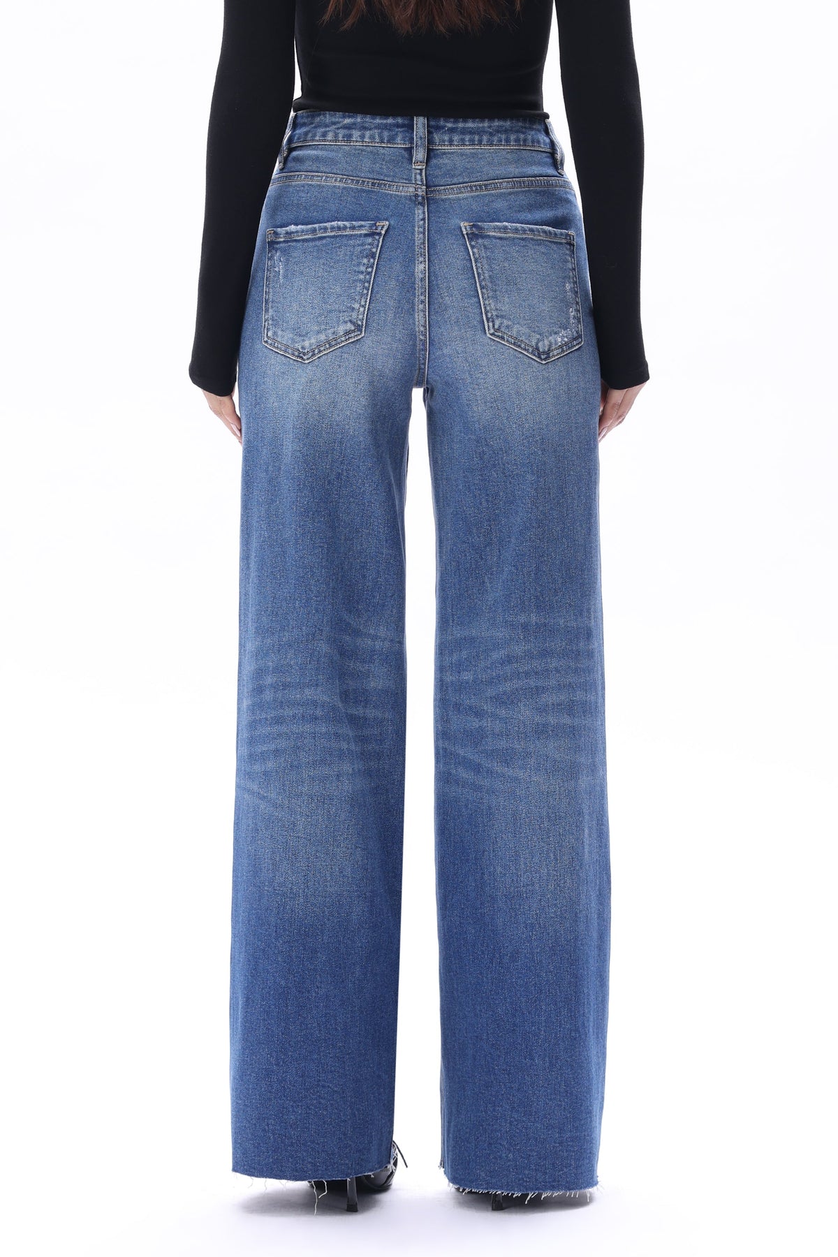 Beth  Blue High Rise Wide Leg Jeans